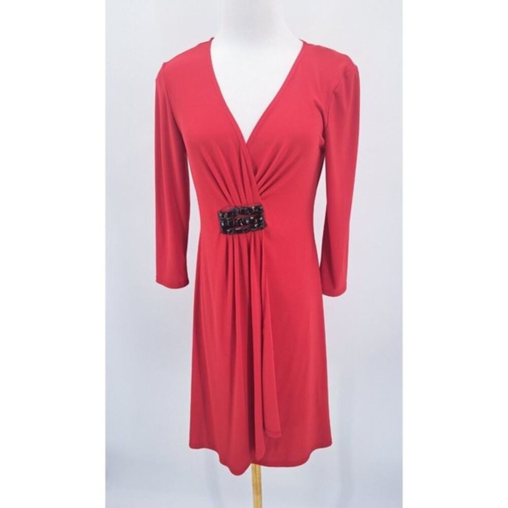 Boston‎ Proper Dress Size XS Extra Small Red Women Fit & Flare 3/4 sleeve